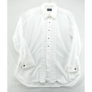 GITMAN Bros Formal Tuxedo Dress Shirt French Cuffs Pleated White 17.5/34 USA